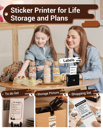 Phomemo Stampante tascabile M02 - Mini stampante adesiva, stampante fotografica termica 203 dpi, piccola stampante fotografica senza fili Bluetooth, stampante portatile per bambini, nero