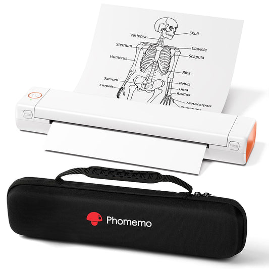 Phomemo Portable Printer - Portable Printer Wireless for Travel Compatible with iOS and Android & Laptop, Mini Bluetooth Mobile Printer Support 8.5'' X 11'' Letter Papers, Thermal Printer with 1 Case