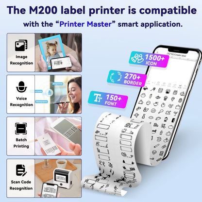 Label Printer-Phomemo M200 Label Printer Machine with Tape,2023 Upgrade 3 Inch 80mm Series M110 Label Maker,WiFi Bluetooth Thermal Label Printer,Phone Pad Computer Support,for Android iOS System