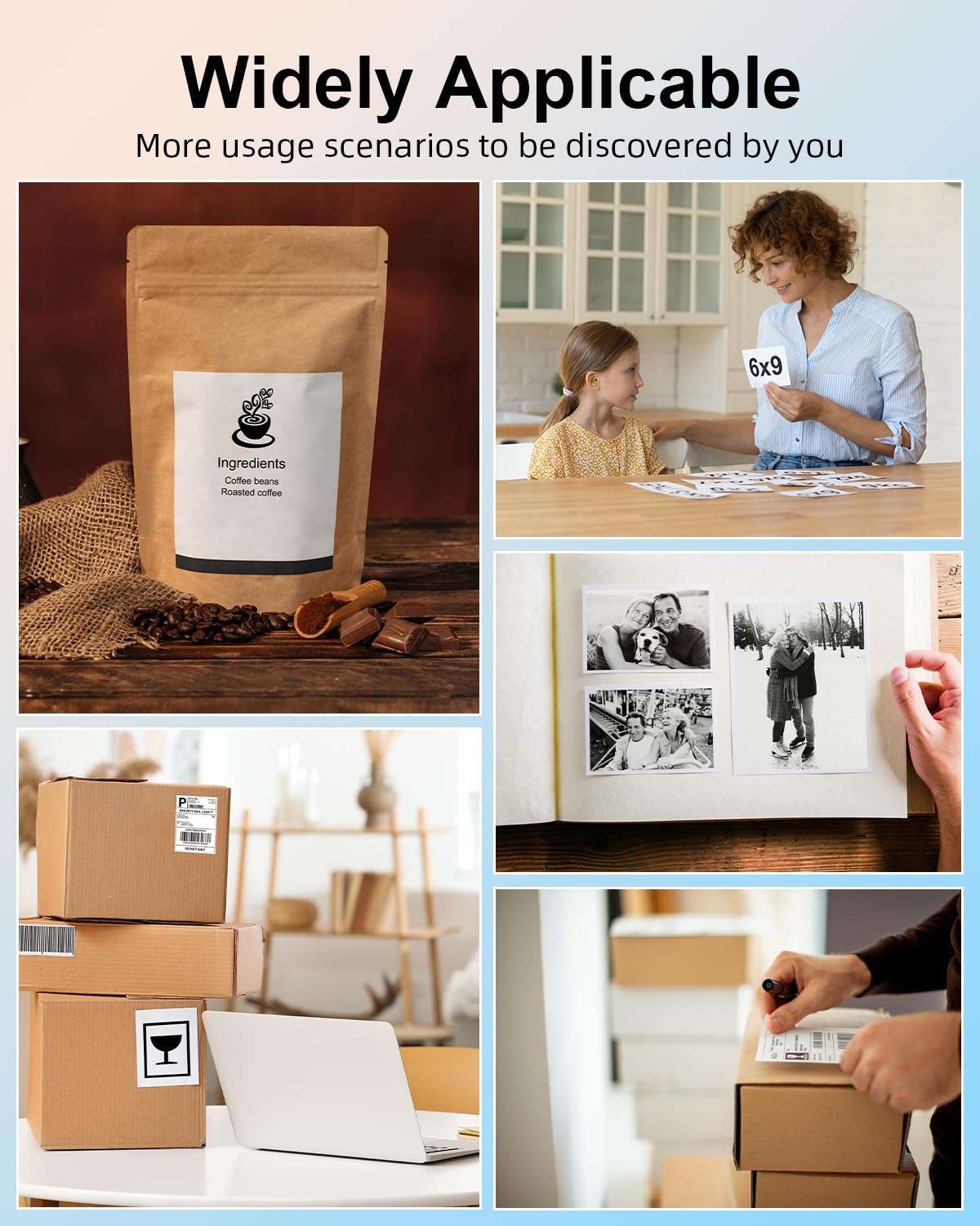 Lot de 4 x 6 étiquettes pour imprimante papier thermique - Étiquettes d'expédition directe - Compatible avec les stores Phomemo et autres imprimantes d'étiquettes 4 x 6