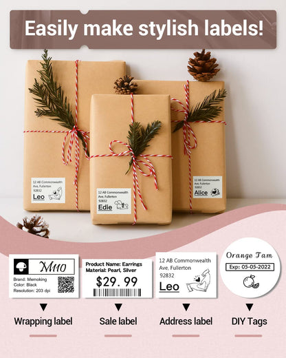 Label Printer - Phomemo-M110 Portable Bluetooth Thermal Mini Label Maker Machine, Sticker Maker, Barcode Printer, Apply to Labeling, Office, Cable, Retail, Compatible with Android & iOS System