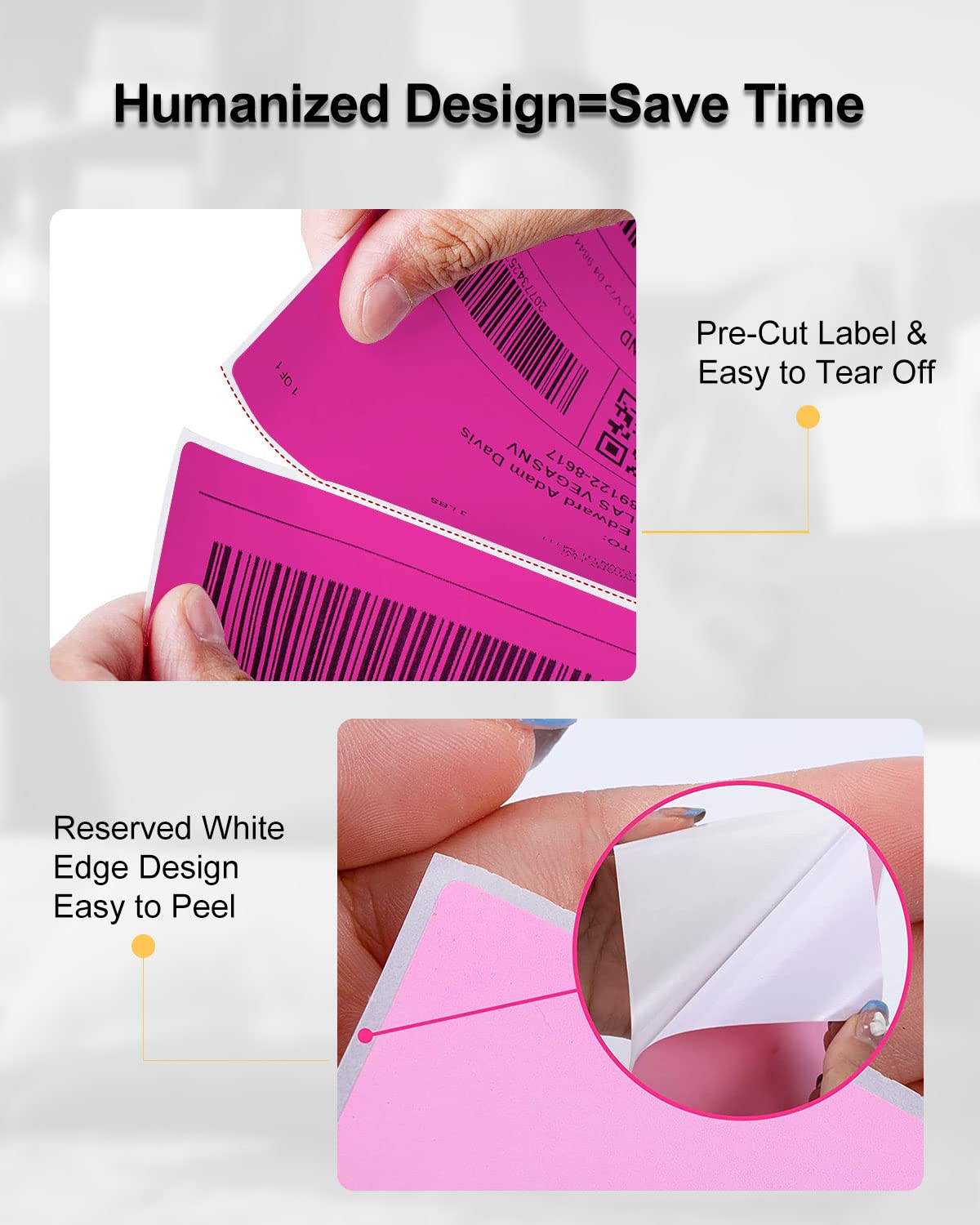 Phomemo 4x6 Thermal Label Printer Paper - 500 PCS Rose Red 4''x6'' Fan-Fold Labels Shipping Supplies Labels - Water/Oilproof Label Stickers - Permanent Adhesive Mailing Labels Paper for Thermal Printer