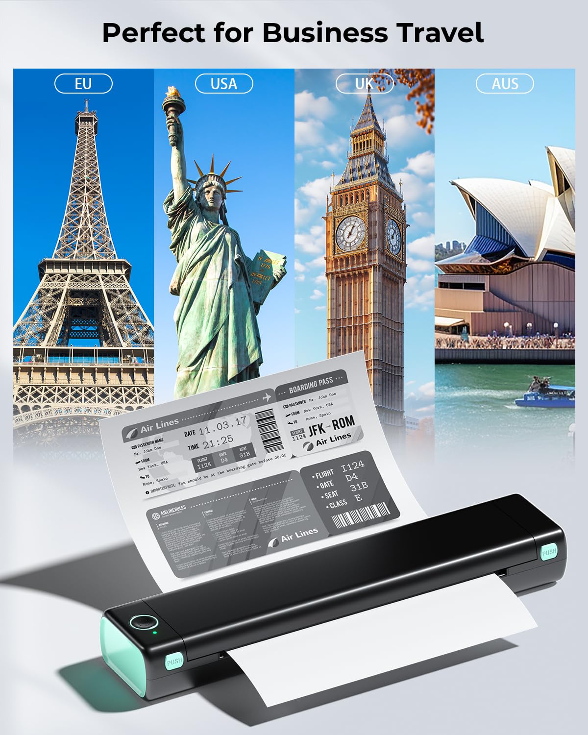 Phomemo Portable Printer Wireless for Travel, [New] M08F-Letter Bluetooth Mobile Printer Support 8.5 inch x 11 inch US Letter, No-Ink Thermal Compact Printer, Compatible with Android and iOS Phone & Laptop