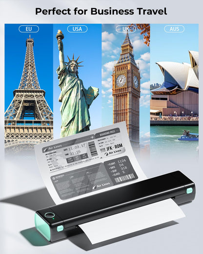 Phomemo Portable Printer Wireless for Travel, [New] M08F-Letter Bluetooth Mobile Printer Support 8.5 inch x 11 inch US Letter, No-Ink Thermal Compact Printer, Compatible with Android and iOS Phone & Laptop