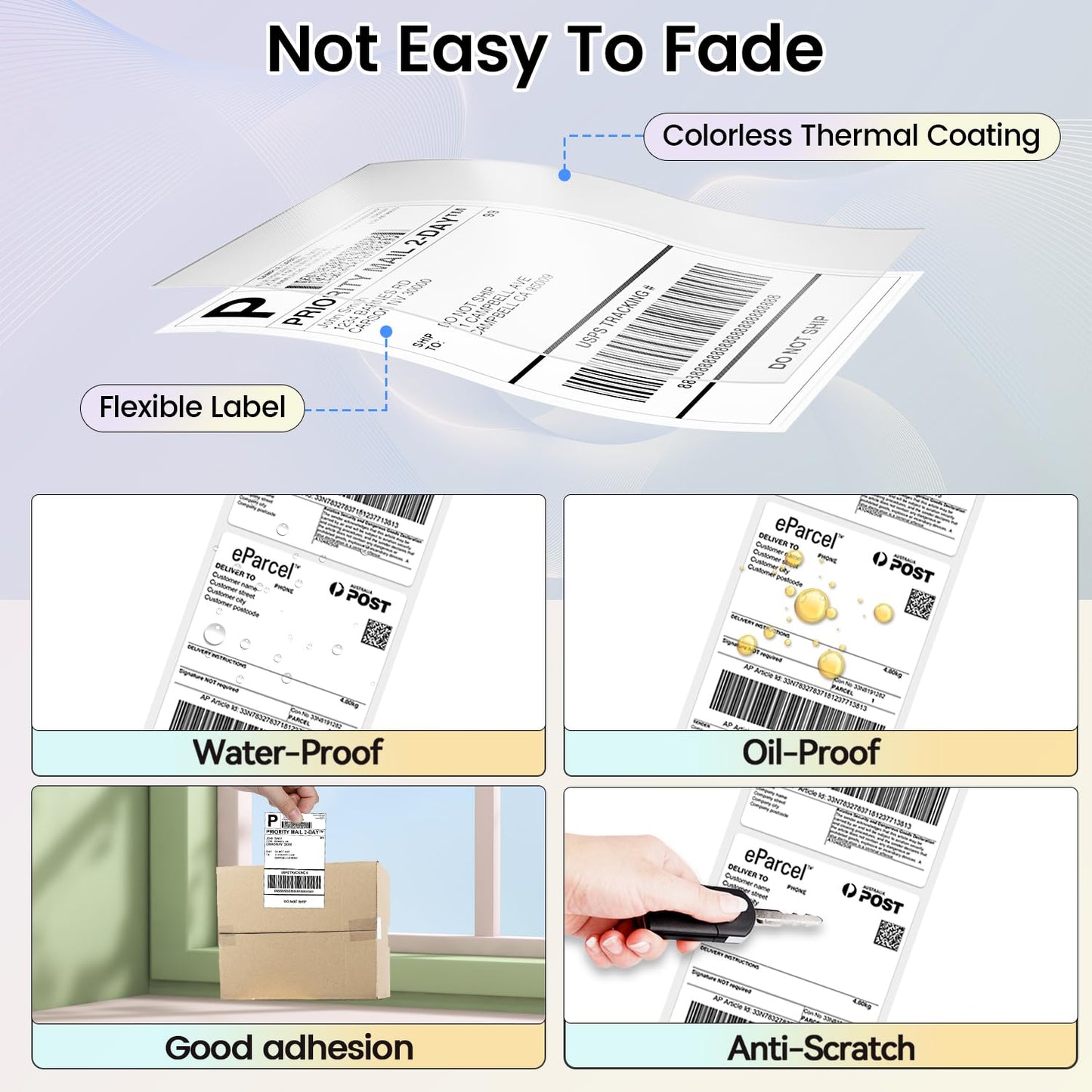 Phomemo 4''x6'' Direct Thermal Shipping Label, Pack of 500 4x6 Thermal Labels Fanfold - for Shipping Labels,Mailing,Address, Product Logo, Barcode Labels,Strong Adhesive (White)