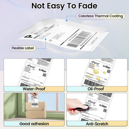 Phomemo 4''x6'' Direct Thermal Shipping Label, Pack of 500 4x6 Thermal Labels Fanfold - for Shipping Labels,Mailing,Address, Product Logo, Barcode Labels,Strong Adhesive (White)