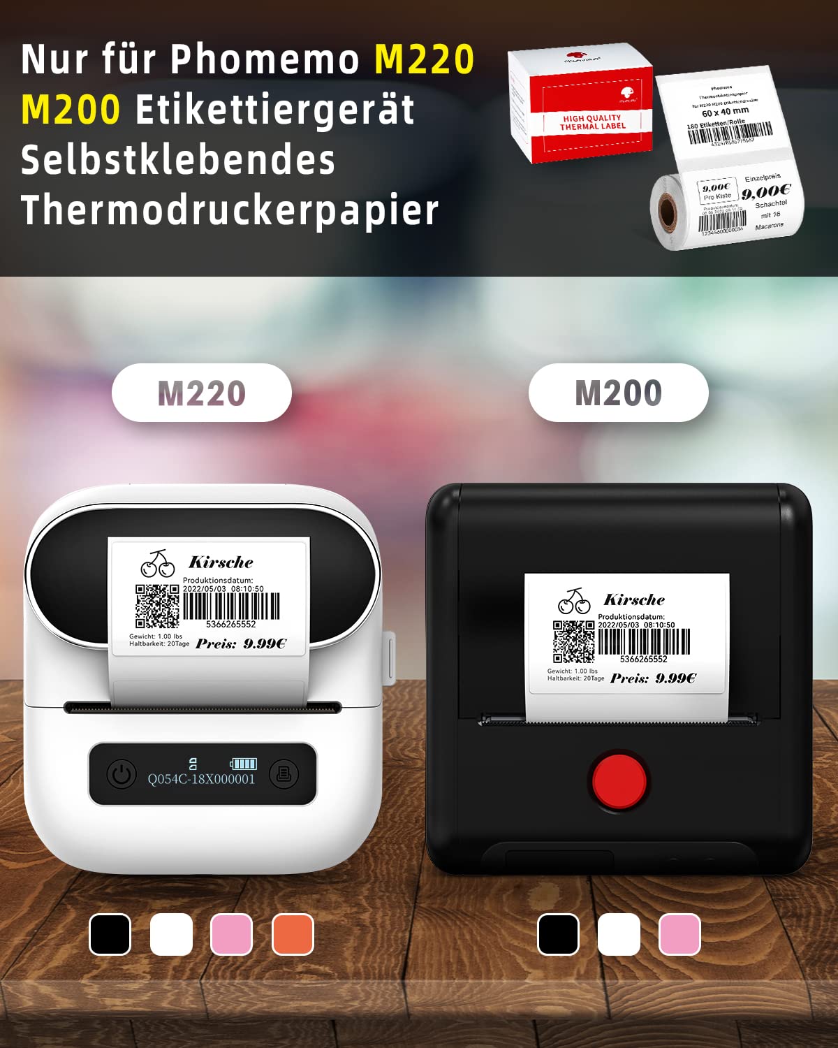 Phomemo Rouleau de 180 ¨¦tiquettes thermiques en papier pour imprimante d'¨¦tiquettes M220 M200 M221 ¨¦tiquettes autocollantes multifonctionnelles, d'adresse, ¨¦tiquettes de prix, 60 x 40 mm