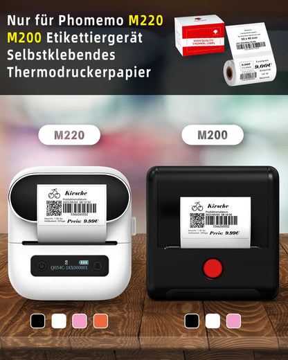 Phomemo Rouleau de 180 étiquettes thermiques en papier pour imprimante d'étiquettes M220 M200 M221 Étiquettes autocollantes multifonctionnelles, d'adresse, étiquettes de prix, 60 x 40 mm