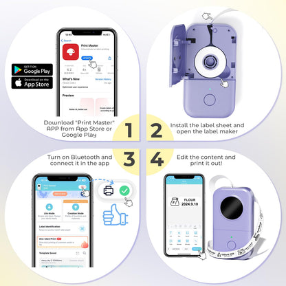 Phomemo D30 Bluetooth Label Maker, Portable Label Machine Thermal Label Printer, Name Price Sticker Printer, for Home, Office, Date, Name, Compatible with Android and iOS Systems