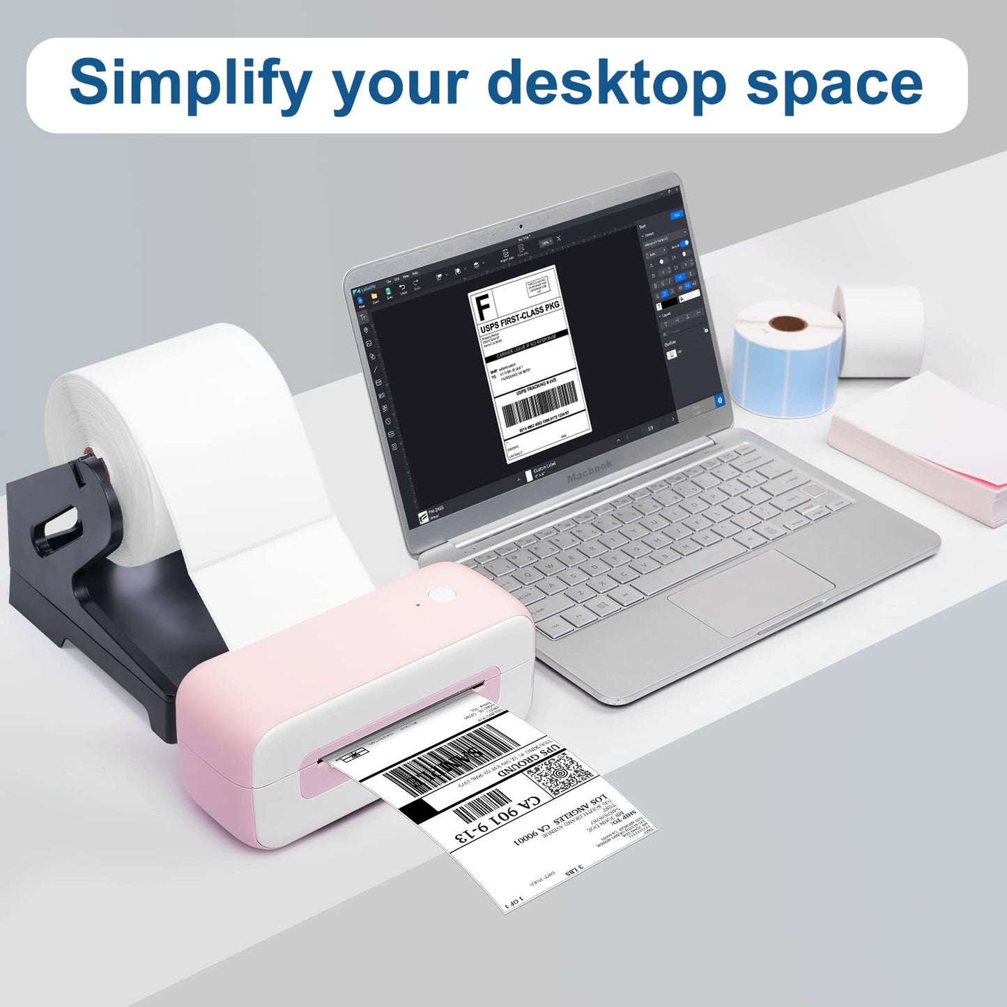 Phomemo Thermo-labelhouder 2-in-1 voor rollen en eindeloze etiketten, compatibel met Phomemo, Rollo, Asprink, iDPRT, Polono, Itari labelprinter
