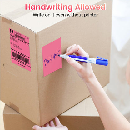 Phomemo 4''x6'' Direct Thermal Shipping Label, Pack of 100 4x6 Thermal Labels Fanfold - for Shipping Labels,Mailing,Address, Product Logo, Barcode Labels,Strong Adhesive (Rose)
