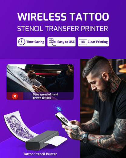 Phomemmo Wireless Tattoo Stenicl Printer(Grey),Stencil Printer for Tattooing,Bluetooth Tattoo Printer for Tattoo Artists & Beginners with 1 Carry Case