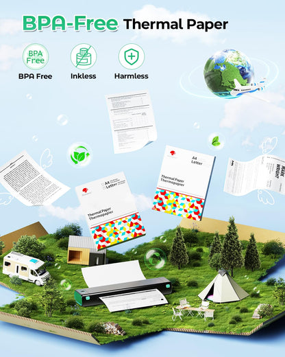 Phomemo A4 Paper, Thermal Printer Paper, 8.27''¡Á11.69'' Printing Paper, Compatible with M08F-A4, M832,M833,M834,MT800 Portable Printer, Not for Laser or Inkjet Printer (100 Sheets)