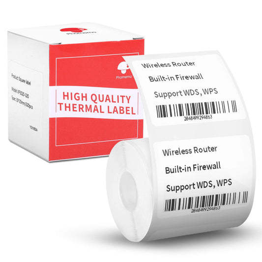 Phomemo Original [230 pcs] Labels for M110/M220/M221, 1.57'' x 1.18''(40 x 30mm), Square, White, 230 Labels/Roll, Multi-Purpose Self-Adhesive Thermal, Also Made for Phomemo M120/M200 Label Maker