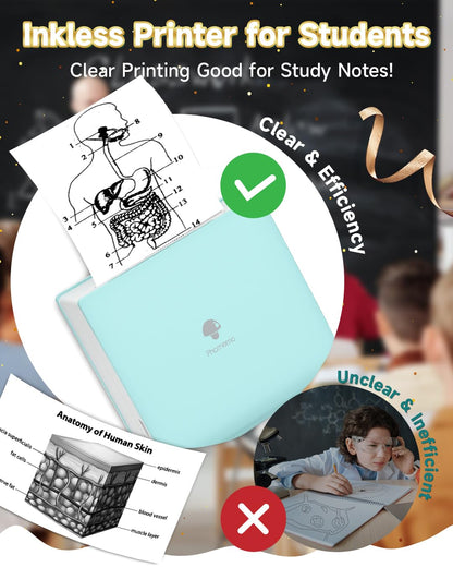Phomemo Sticker Printer- Mini Printer M02 Portable Thermal Printer Sticker Maker Inkless Pocket Printer Bluetooth Photo Printer for Learning Assistance, Study Notes, Journal, Fun, Work, Receipts