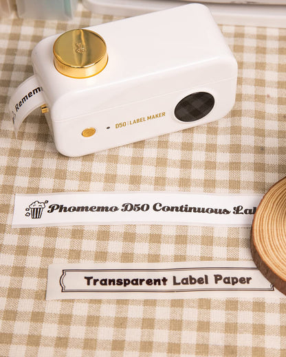 Phomemo White Adhesive Continuous Thermal Label Compatible with Phomemo D50 Label Maker, 20mm*6m, 3 Rolls, Waterproof, Oilproof,Abrasion Resistance