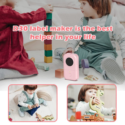 Phomemo D30 Etiket Yazıcı Etiketleme Cihazı Kendinden Yapışkanlı Bluetooth Etiket Yazıcısı Mini Etiketleme Makinesi 5 Rulo Etiket Kağıdı Hediye Kutusu, Ev ve Ofis için Uygun Etiketleme Makinesi - Pembe