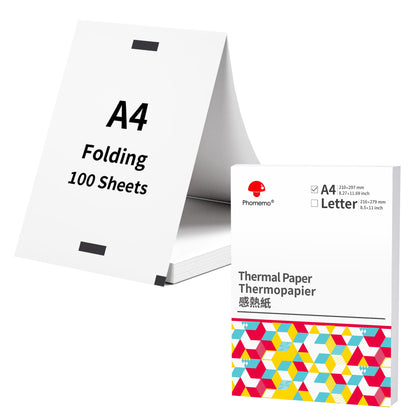 100 Sheets Phomemo M832 Portable Printer Thermal Paper A4 Thermal Paper Rolls Fold, Advance Thermal Printing, Thermal Roll Paper Compatible with M08F M832 Portable Printer