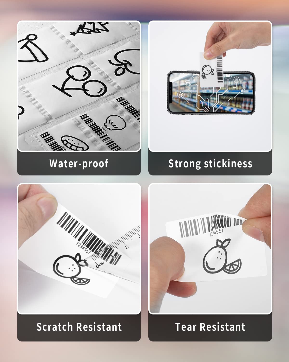Phomemo thermal labels, thermal label paper for label printers M220 M200, multifunctional adhesive label, address label, price tag, 60 x 40 mm (2.35 x 1.57 inch), 180 labels/roll