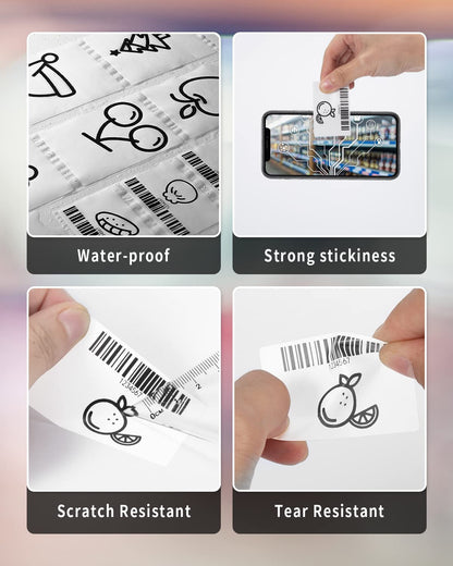 Phomemo thermal labels, thermal label paper for label printers M220 M200, multifunctional adhesive label, address label, price tag, 60 x 40 mm (2.35 x 1.57 inch), 180 labels/roll