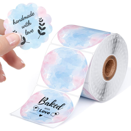 Phomemo Thermische Star Colour etiketten - 50 x 50 mm, multifunctionele zelfklevende etiketten, gekleurde ronde etiketten, 500 etiketten/rol, roze