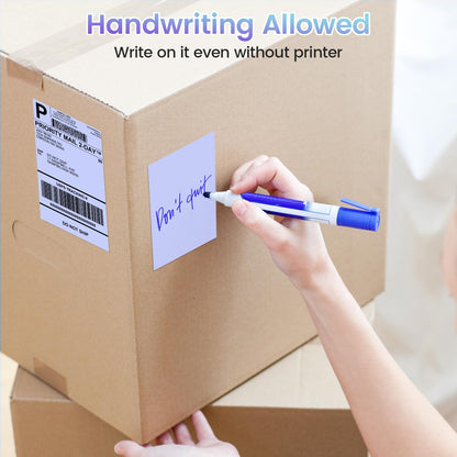 Phomemo 4''x6'' Direct Thermal Shipping Label, Pack of 100 4x6 Thermal Labels Fanfold - for Shipping Labels,Mailing,Address, Product Logo, Barcode Labels,Strong Adhesive (Purple)