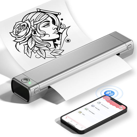 Phomemo Portable Printers Wireless for Travel, M08F Thermal Printer Bluetooth Thermal Printer Compatible with Smartphone & PC, Inkless Mobile Printer for Home Use, Office, Vehicle, School
