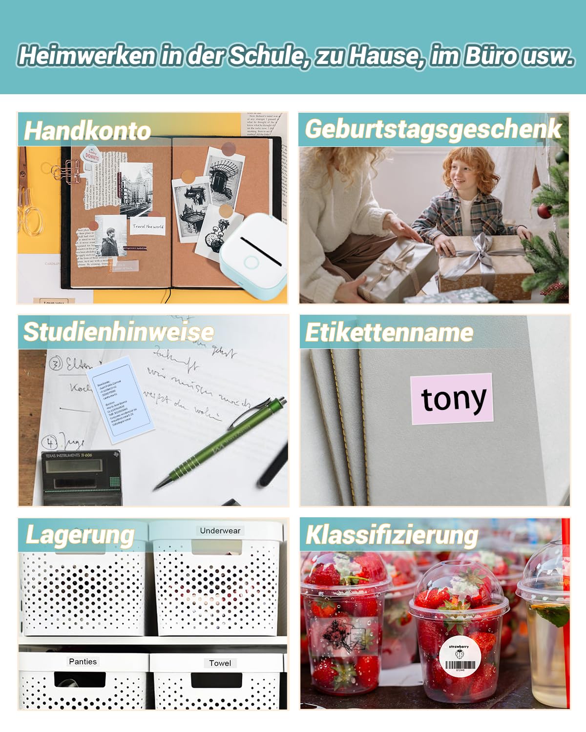 Papier für Sticker Drucker, Drucker Papier für Taschendrucker, Thermopapier für T02, Langlebig Klebrig Phomemo Papier, Schwarz auf Transparent Liene Fotodrucker Papier, 3 Rollen 50mm*3.5m