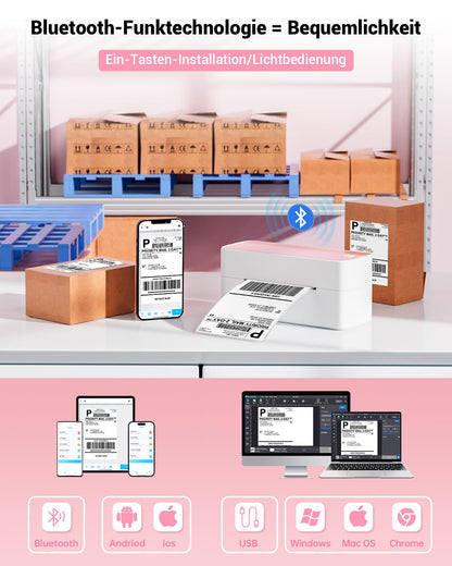 Phomemo Bluetooth etiket yaz?c?, DHL termal yaz?c? 4XL etiket yaz?c?s?, Mac/PC i?in, Nakliye etiket yaz?c?s?, barkod, Amazon, Ebay, Etsy & Shopify, DHL ups i?in etiket yaz?c?s? - pembe