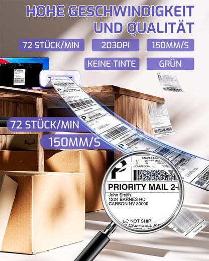 Phomemo Stampante Termica Di Etichette USB,Stampante Etichette Di Spedizione 4x6,PM246S Stampante Di Indirizzo Postale Per Piccole Imprese,Compatibile Con Amazon,EBay,Shopify,Etsy,FedEx,UPS (viola)