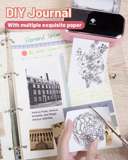 Phomemo Portable Printer,M03 80mm Mini Sticker Printer,Bluetooth Label Maker,Instant Phone Photo Printer,Compatible with Android & iOS, Labels,Study,Photos,Scrapbooking-Pink