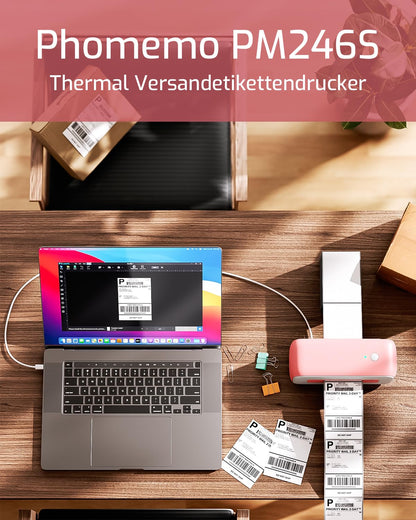 Phomemo Stampante Termica Di Etichette USB,Stampante Etichette Di Spedizione 4x6,PM246S Stampante Di Indirizzo Postale Per Piccole Imprese,Compatibile Con Amazon,EBay,Shopify,Etsy,FedEx,UPS (Rase)