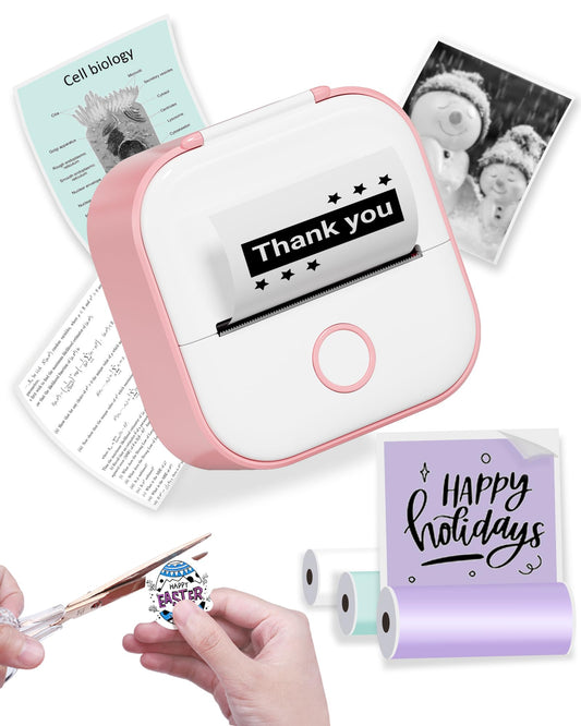 Phomemo T02 Impresora Multifuncion, Impresora Fotos Movil,Impresora Termica portátil para Estudio,Etiquetadora Adhesivas para el Día del Niño Cumpleaños,Impresora Pegatinas para teléfono y Tableta