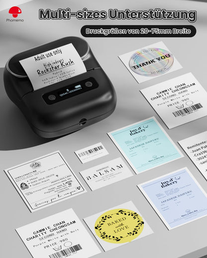 Phomemo M220 Impresora Térmica de Etiquetas,Etiquetas de Dirección Bluetooth para Códigos de Barras,Hogar y Oficina, Etiquetado Escolar,Etiquetadora para Android e iOS,3 Etiquetas y 1 Storage Box Case