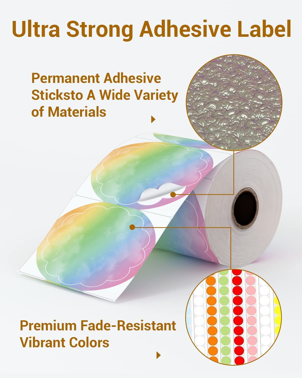 50 * 50 Round Labels Rainbow star pattern 500Pcs/Roll Phomemo 2'' rondes arc-en-ciel ¨¦tiquettes 500 feuilles/rouleau, compatibles avec les imprimantes d'¨¦tiquettes MUNBYN, Phomemo, Polono