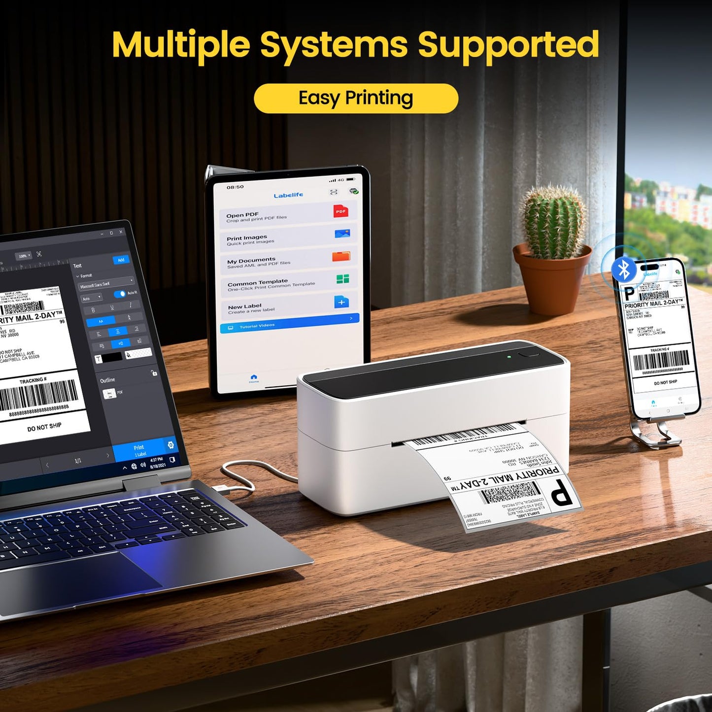 Phomemo 241-BT labelprinter, Bluetooth thermische printer, DHL labelprinter, 4 x 6 labelprinter, thermische labelprinter, ettiketeerapparaat voor verzendpakketten, compatibel met Ebay, Amazon, Etsy,