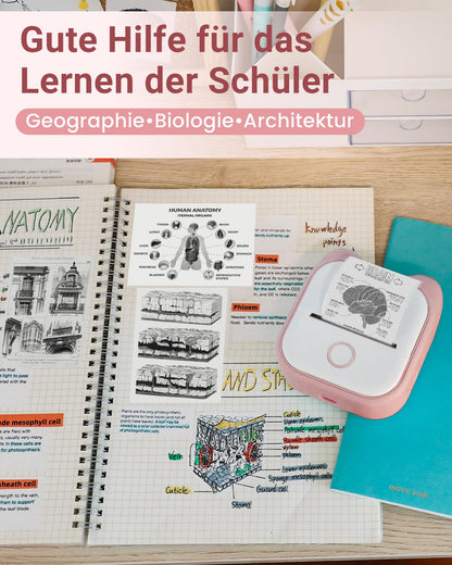 Phomemo T02 printer, mini-sticker, fotoprinter voor mobiele telefoons, thermische printer voor smartphone, 203 dpi handstickerprinter, sticker bluetooth-printer voor organizer, tieners, preppy