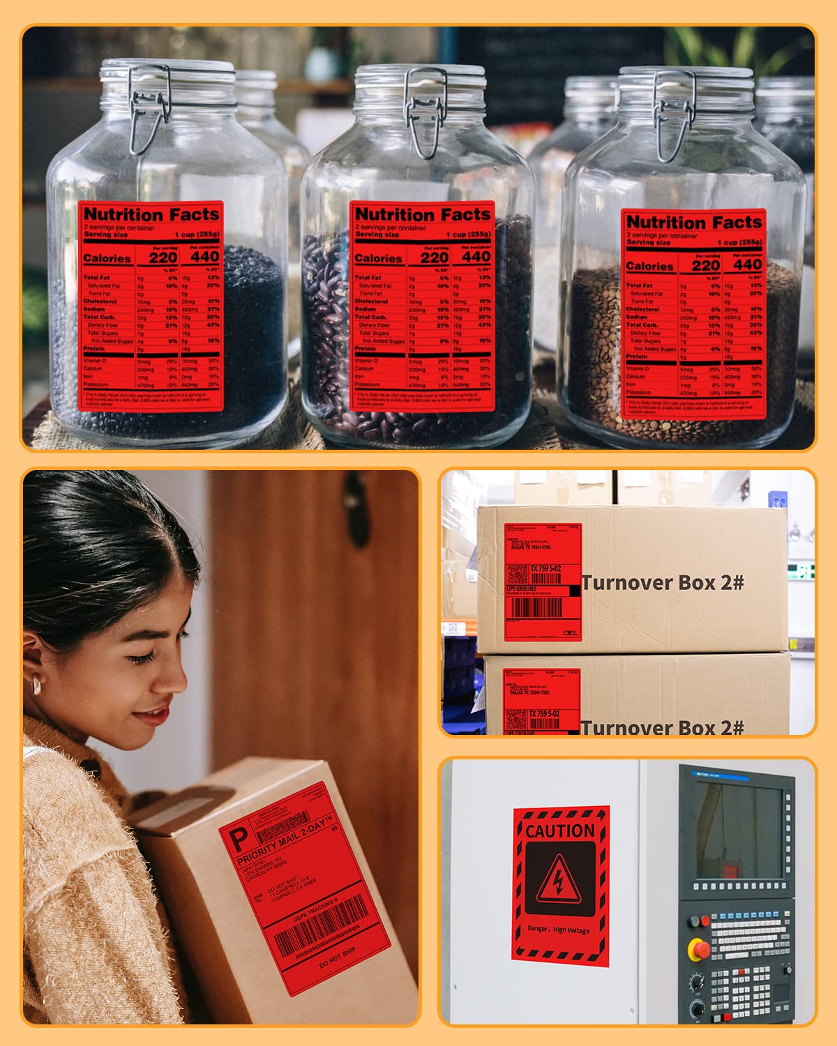 4x6 Thermopapierdruckeretikett Thermo-Direktversandetikett Pacage-Etiketten Kompatibel mit Rollo Phomemo und anderen 4 * 6-Etikettendruckern (Packung mit 500 4 '' x 6 '' F?cheretiketten), Rot