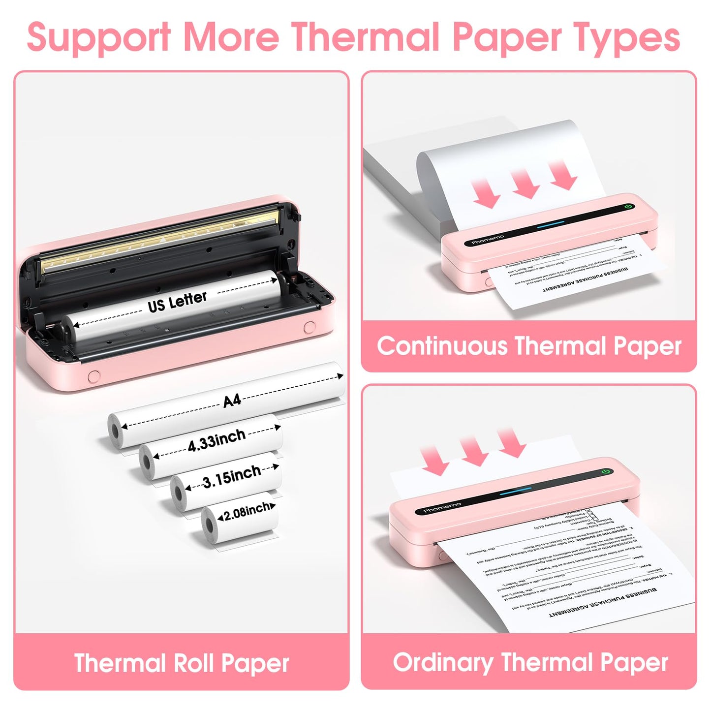 Phomemo Portable Inkless Printer, M832 Wireless Bluetooth Thermal Printer for Phone Laptop, Support 8.5''x11''/A4/4.33''/3.15''/2.08'' Thermal Paper, Travel Mobile Printer for Office Home School with Case