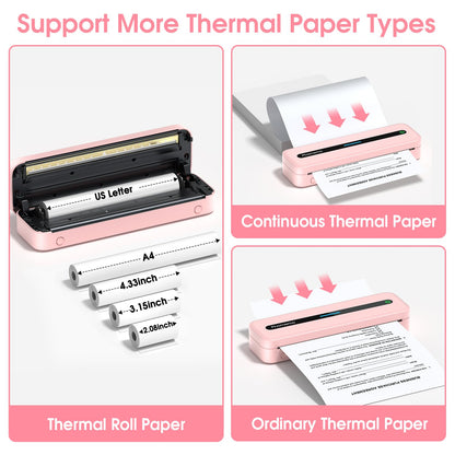 Phomemo Portable Inkless Printer, M832 Wireless Bluetooth Thermal Printer for Phone Laptop, Support 8.5''x11''/A4/4.33''/3.15''/2.08'' Thermal Paper, Travel Mobile Printer for Office Home School with Case