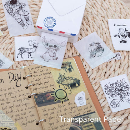 Phomemo 53mm Papier f¨¹r M02,M02S,M02PRO,M03,M03AS,M04S,M04AS - 6 Rollen, 2 x Wei?es Papier, 2 x Transparentes Papier, 2 x Halbtransparent, Schwarzer Druck