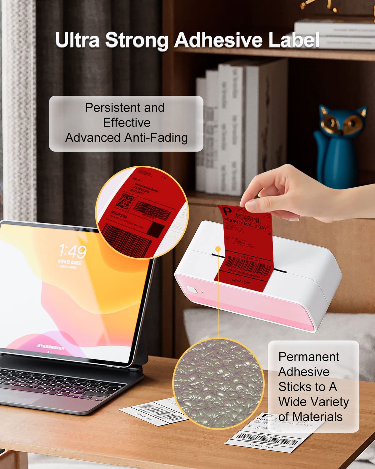Phomemo 4x6 Thermal Label Printer Paper - 500 PCS Red 4''x6'' Fan-Fold Labels Shipping Supplies Labels - Water/Oilproof Label Stickers - Permanent Adhesive 4x6 Mailing Labels Paper for Thermal Printer