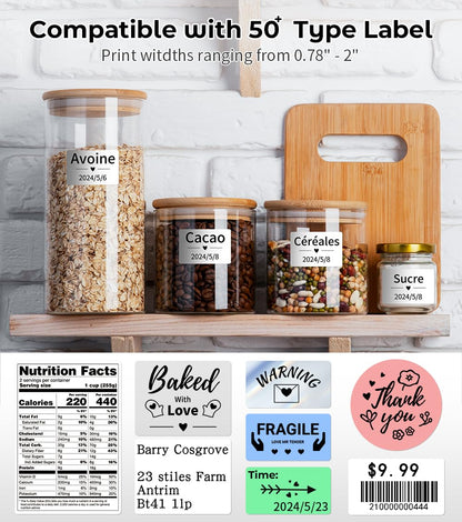 Label Maker, Label Maker Machine with Tape Phomemo M110, Bluetooth Label Printer with Multiple Icons Fonts, Mini Portable Thermal Sticker Printer Apply to Labeling, Office, Cable, Retail, Barcode