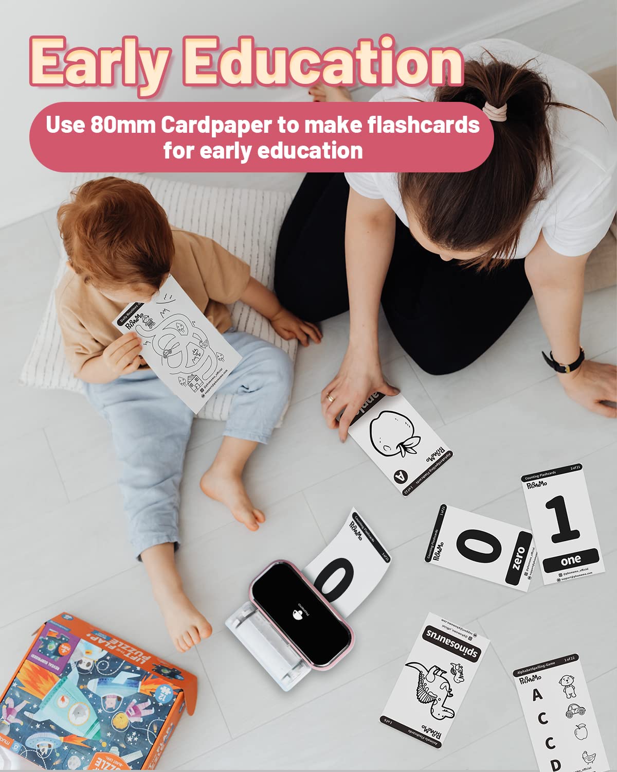 Imprimante Photo Thermique Phomemo M03- Imprimante Photo Thermique Mobile Bluetooth, Impression 80 mm, Compatible avec Android ios pour des Photos de Style Rétro, Assistant de Vie Utile, Cadeau - Rose