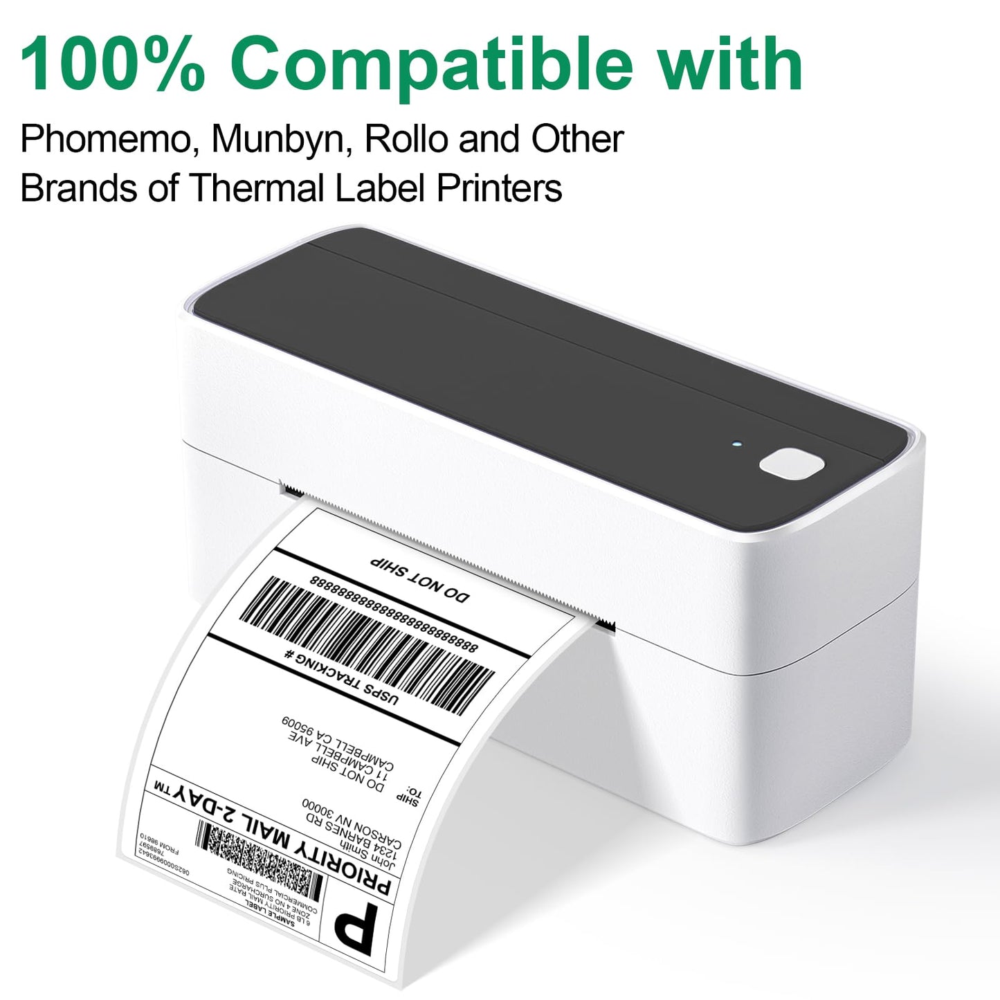 Étiquettes d'expédition 4x6 500 étiquettes/Roul, Compatibles avec les imprimantes d'étiquettes MUNBYN, Phomemo, Polono, Étiquettes d'expédition sans BPA Étiquettes thermiques autocollantes-10x15cm