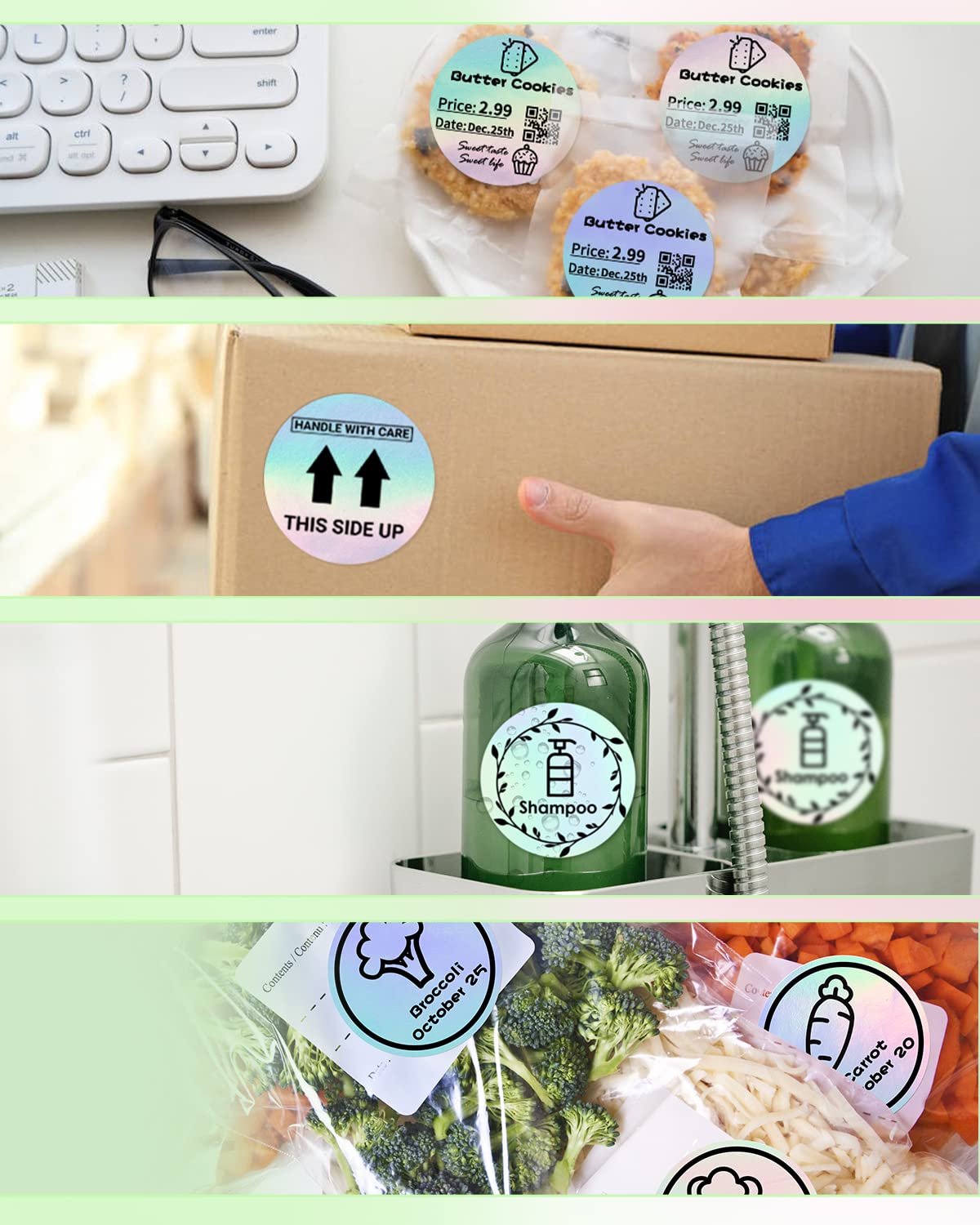 Phomemo 5 cm (2'') laser thermische kleurenlabels, zelfklevende sticker, cirkelvormig direct thermisch label voor bedankkaart, logo, naam, prijs, adres, QR-code, 400 labels, multicolor laser