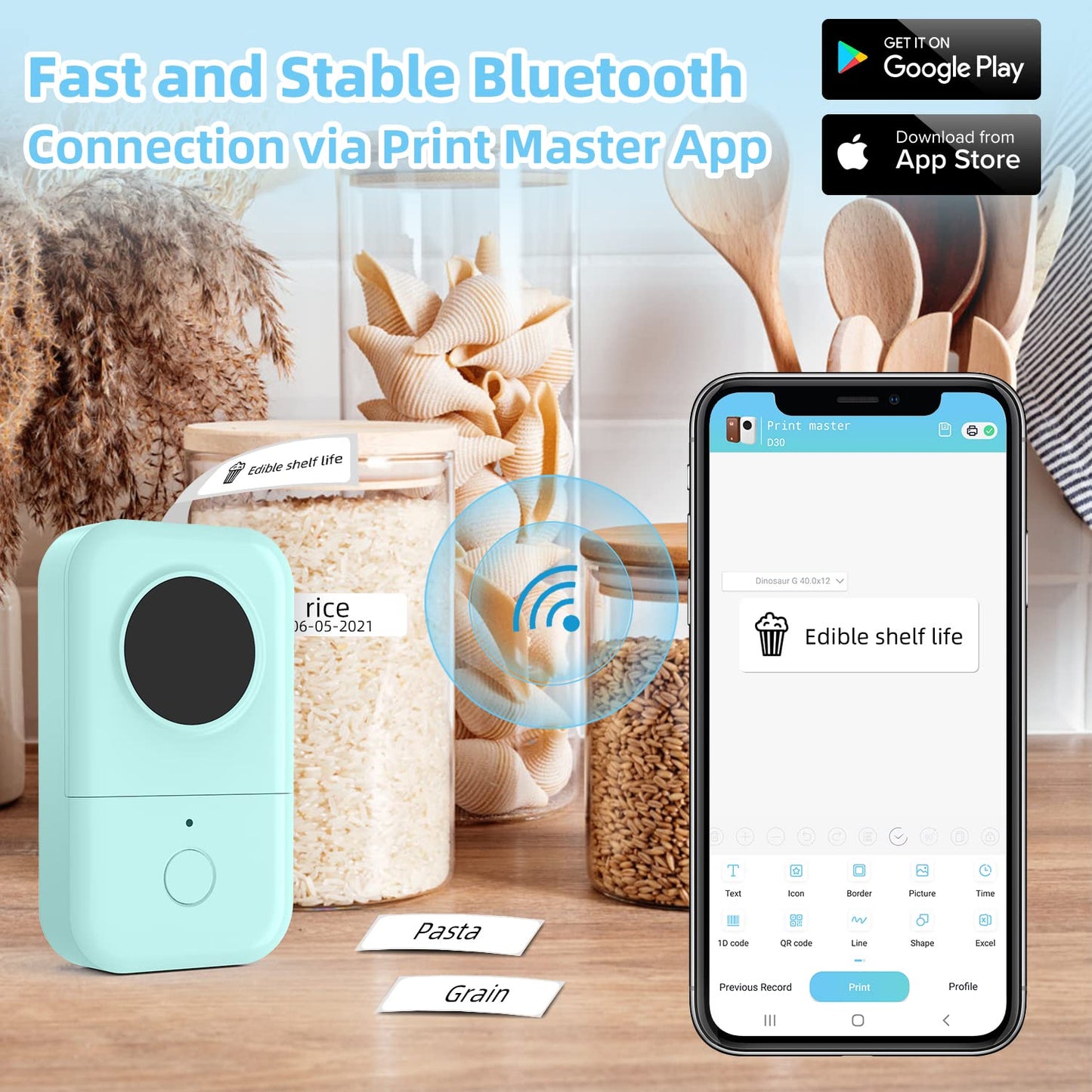 Phomemo D30 Label Maker Machine Bluetooth Sticker Printer Gift Box with 5 rolls of Adhesive Label Paper, Compatible with Ios & Android for Home, Office, School, Store, Supermarket, Organization