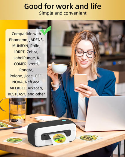 Phomemo 2 in? termal etiketler, holografik alt?n yuvarlak, kendinden yap??kanl? ??kartma, dairesel do?rudan termal ??kartma, te?ekk¨¹r ??kartmas?, logo, isim, fiyat, adres, QR kodu, 400 etiket