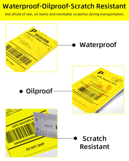 Phomemo 10x15 cm (4x6'') thermische printerlabel, thermisch direct verzendlabel, verpakkingslabel, compatibel met Rollo Dymo Phomemo en andere 4x6'' labelprinters, 500 4x6'' fanfold label, geel
