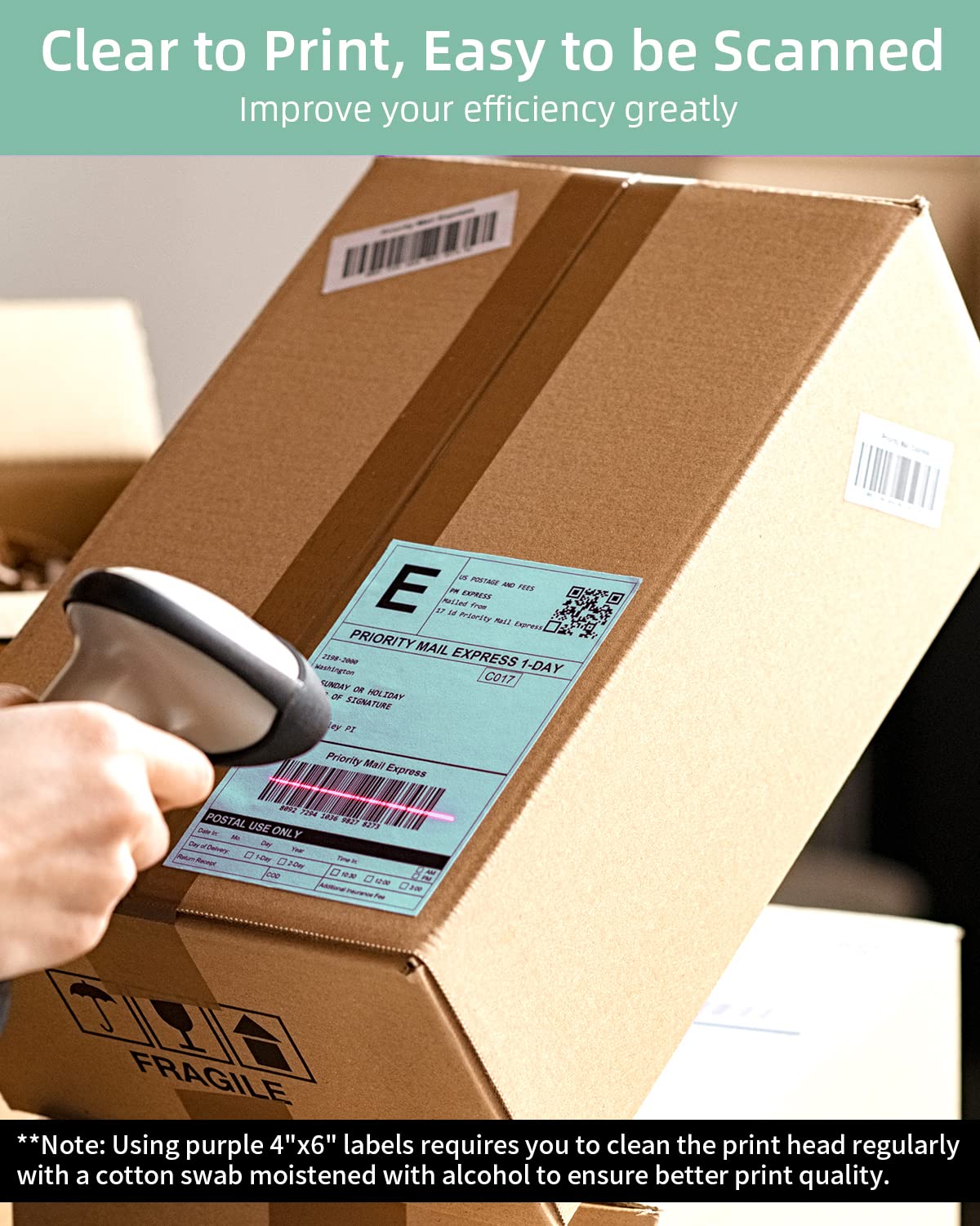 Phomemo 10x15 cm (4x6'') thermische printerlabel, thermisch direct verzendlabel, verpakkingslabel, compatibel met Rollo Dymo Phomemo en andere 4x6'' labelprinters, 500 4x6'' fanfold labels, groen